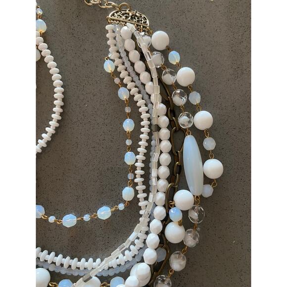 Gabriele Frantzen White Multi-Strand Statement Necklace with Gold-Tone Tigers - Picture 7 of 9